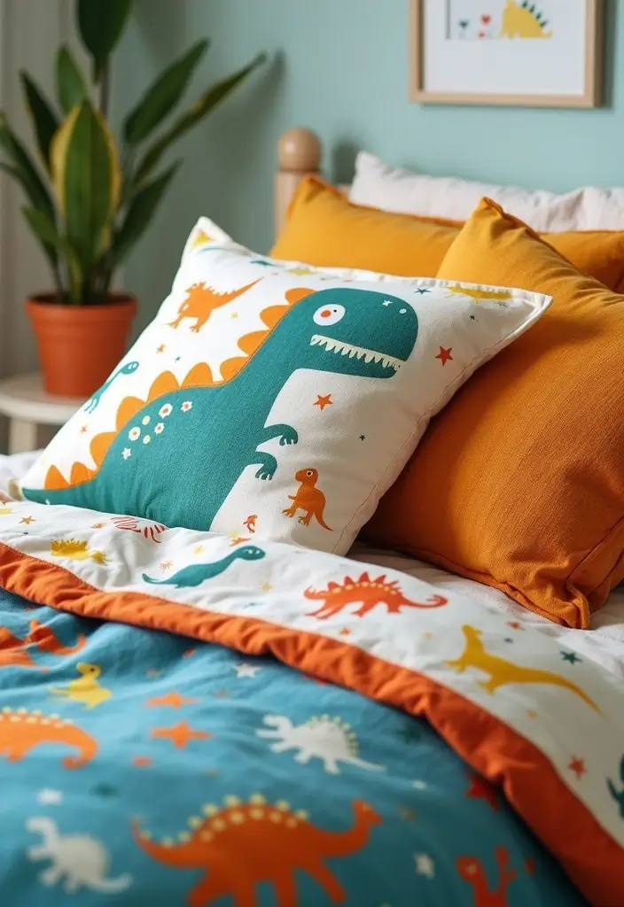 25 Boys Dinosaur Bedroom Ideas for a Roaring Good Time 2. Dino Print Bedding Sets