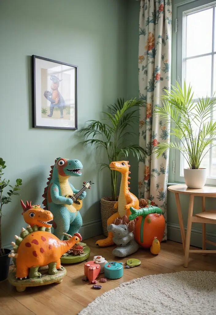 25 Boys Dinosaur Bedroom Ideas for a Roaring Good Time 23. Dinosaur Themed Musical Instruments