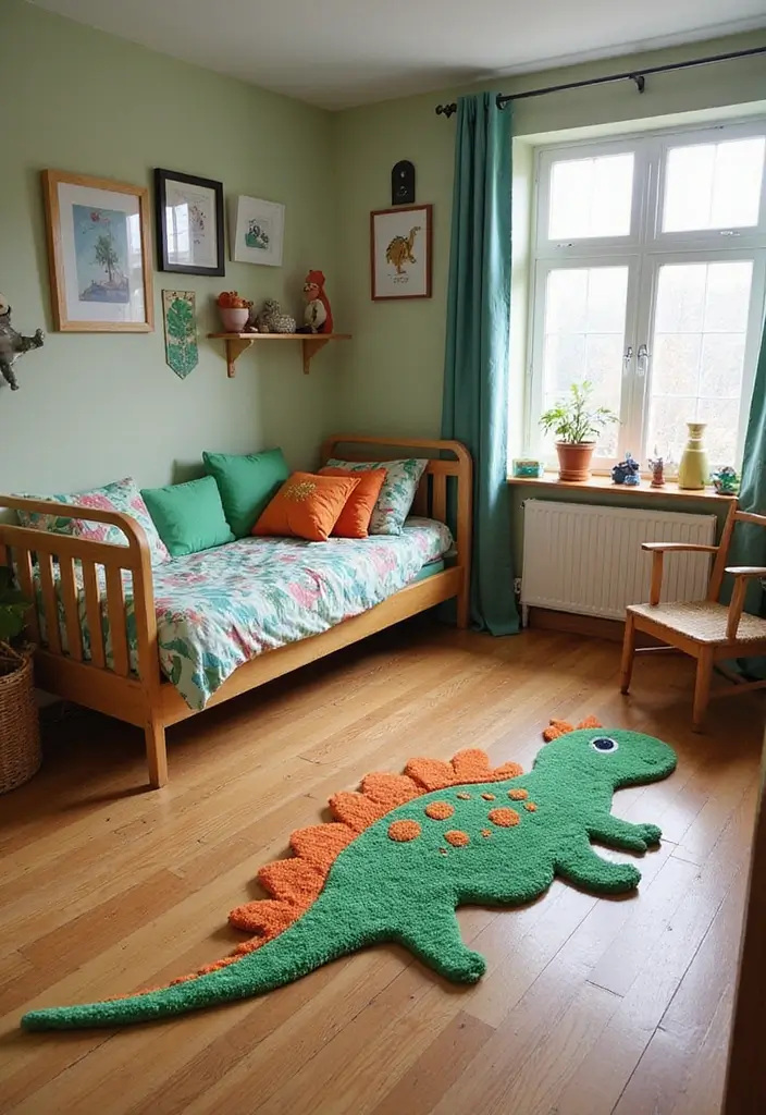 25 Boys Dinosaur Bedroom Ideas for a Roaring Good Time 4. Playful Dinosaur Rugs