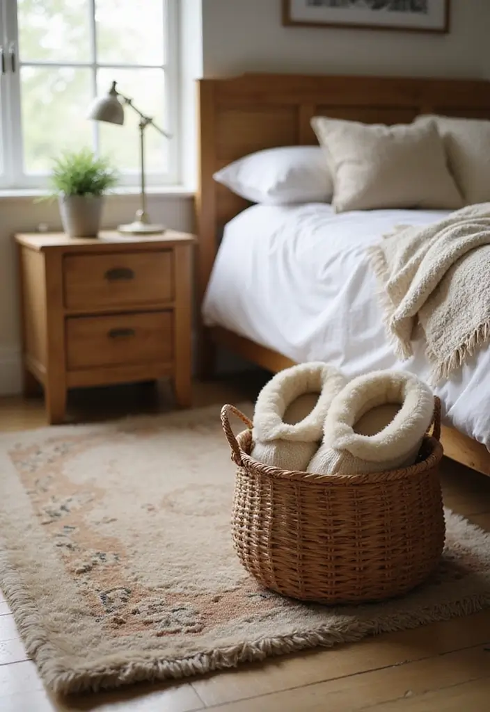 25 Cozy Bedroom Decor Ideas That Make Every Night Special 13. Cozy Footwear Accessibility