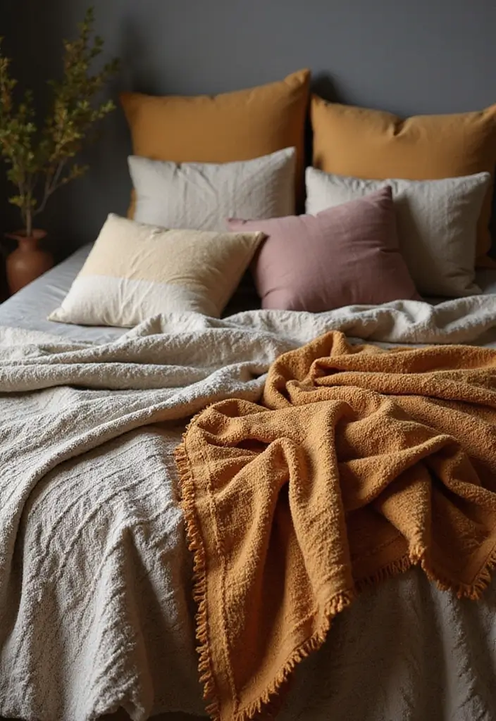 25 Cozy Bedroom Decor Ideas That Make Every Night Special 20. Textured Bed Linens