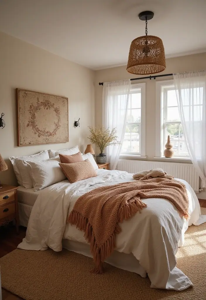 25 Cute Bedroom Ideas Bloxburg That Are Easy to Recreate 5. Soft Boho Retreat