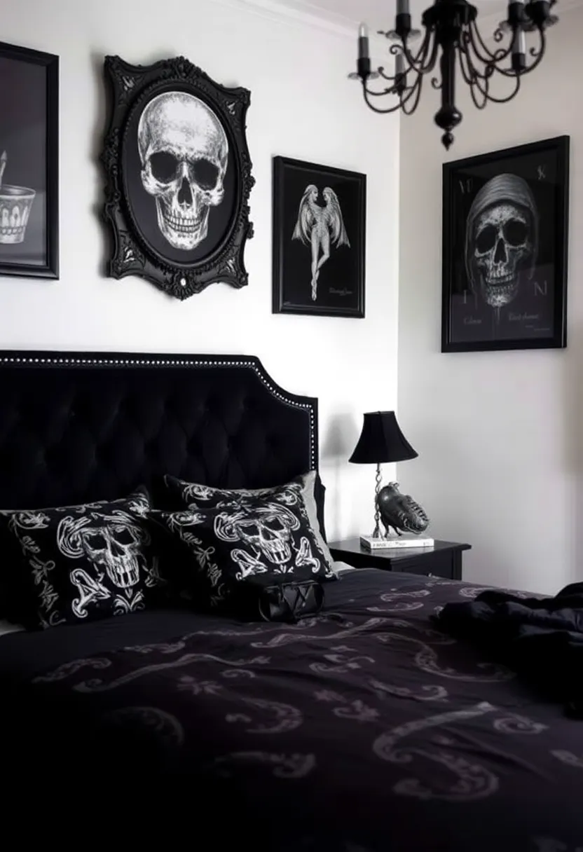 25 Dark Moody Bedroom Ideas That Create a Relaxing Escape 20. Edgy Decor Elements