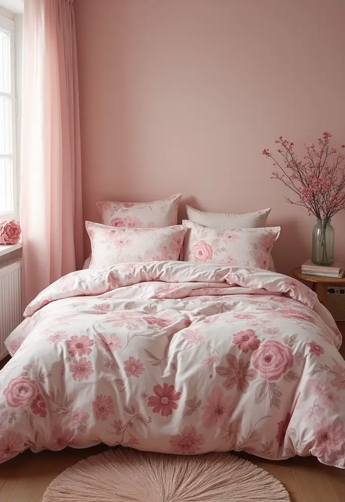25 Dusty Rose Bedroom Ideas That Feel Romantic Calm 10. Dusty Rose Floral Patterns
