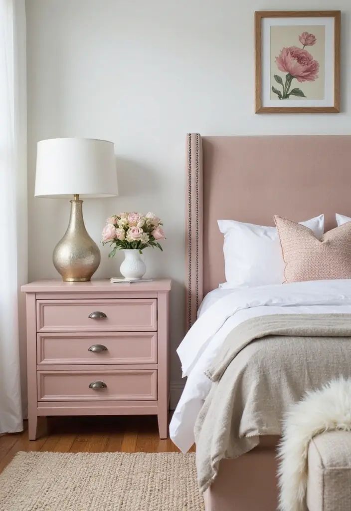 25 Dusty Rose Bedroom Ideas That Feel Romantic Calm 12. Dusty Rose Nightstands