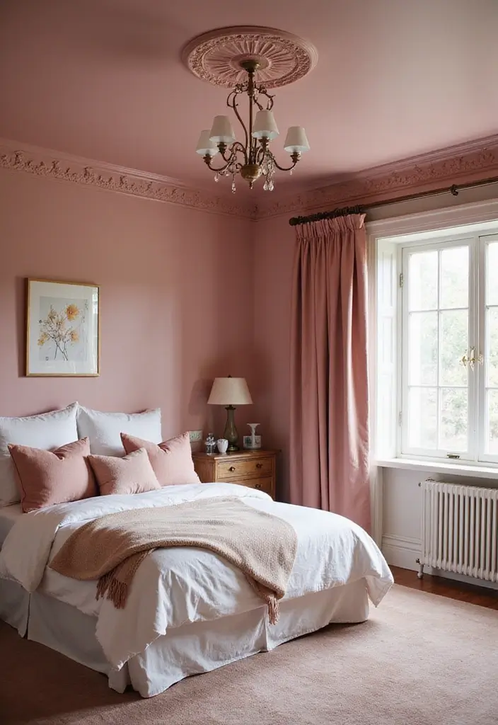 25 Dusty Rose Bedroom Ideas That Feel Romantic Calm 13. Dusty Rose Ceiling Dcor