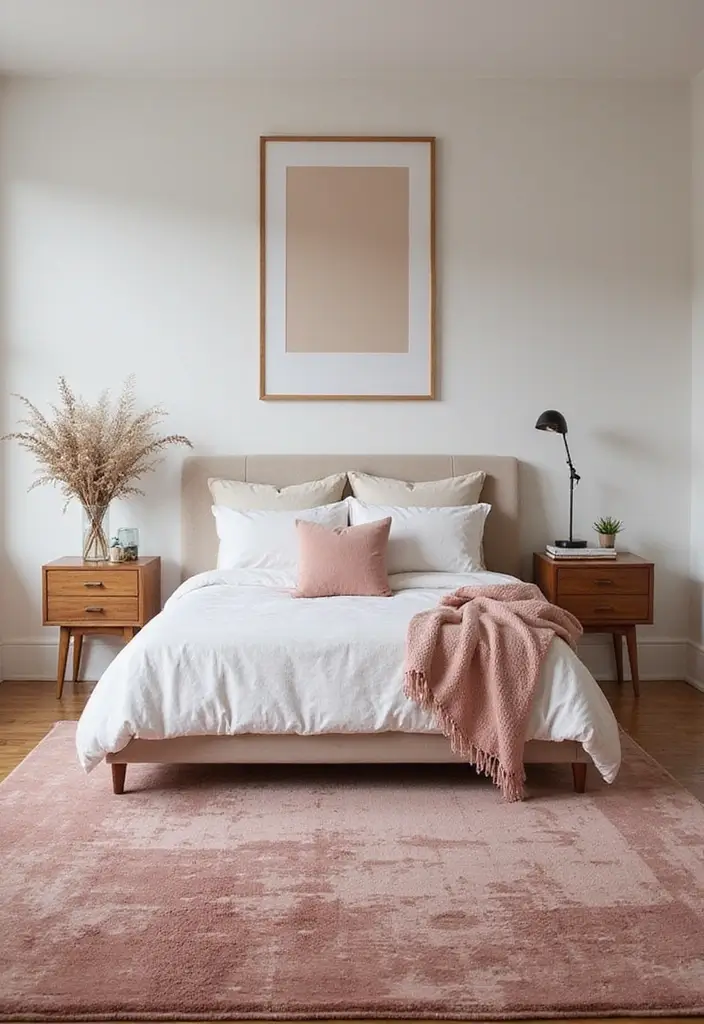 25 Dusty Rose Bedroom Ideas That Feel Romantic Calm 14. Dusty Rose Rugs