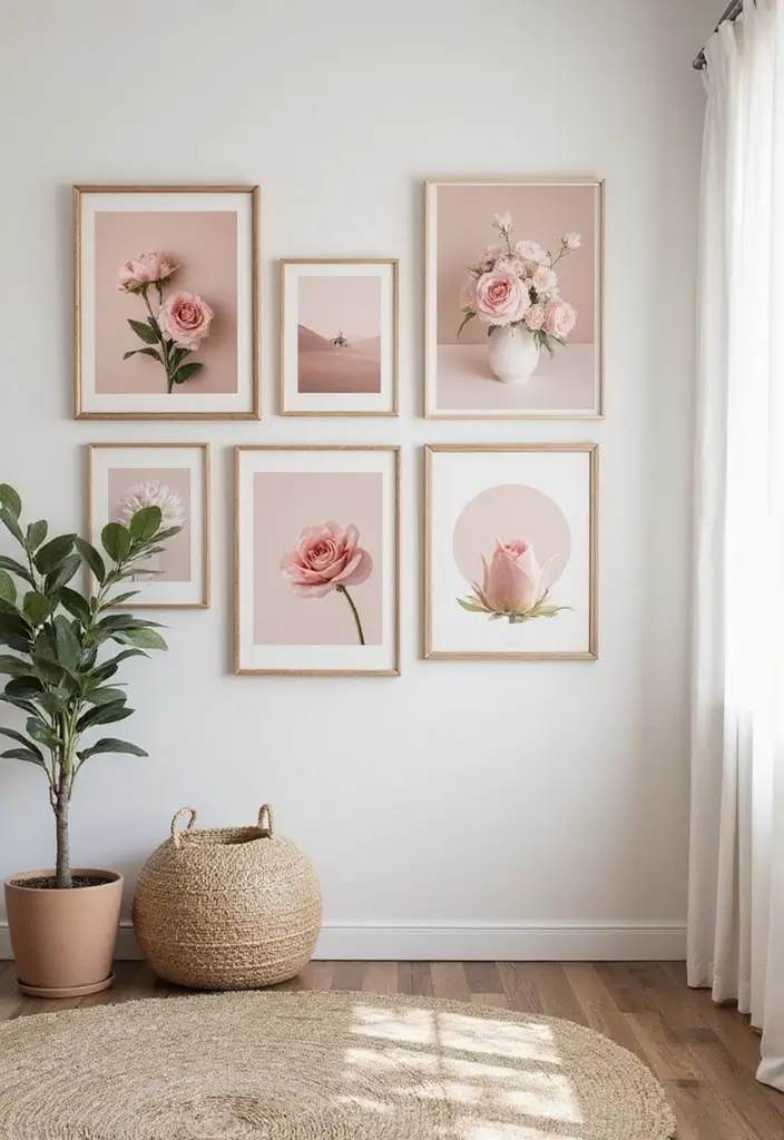 25 Dusty Rose Bedroom Ideas That Feel Romantic Calm 20. Curated Dusty Rose Gallery Wall