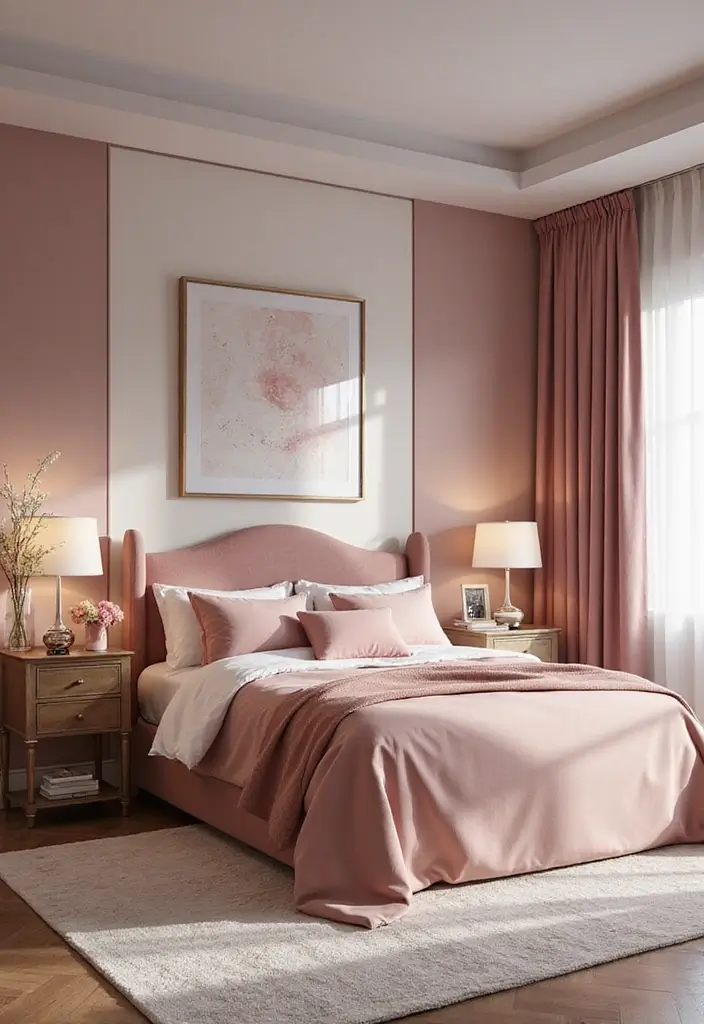 25 Dusty Rose Bedroom Ideas That Feel Romantic Calm 23. Dusty Rose and Metallics