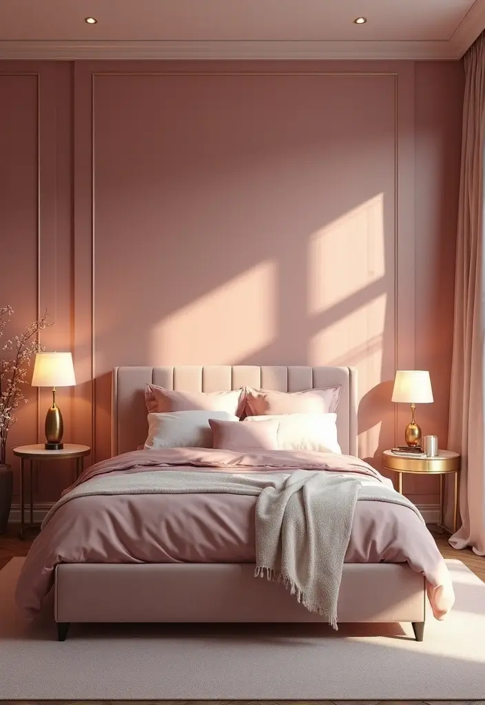 25 Dusty Rose Bedroom Ideas That Feel Romantic Calm 3. Dusty Rose and Gold Accents