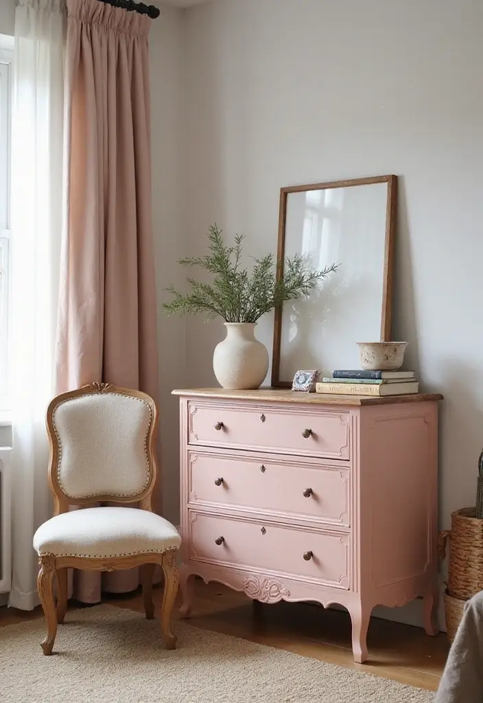 25 Dusty Rose Bedroom Ideas That Feel Romantic Calm 4. Vintage Dusty Rose Furniture