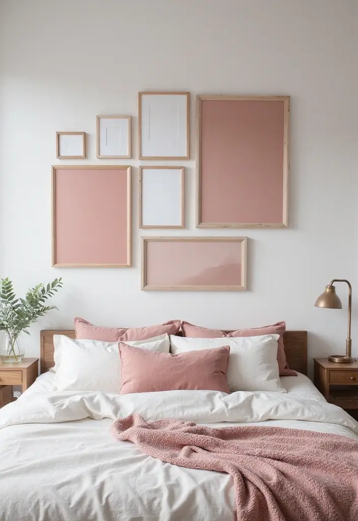 25 Dusty Rose Bedroom Ideas That Feel Romantic Calm 8. Dusty Rose Wall Art