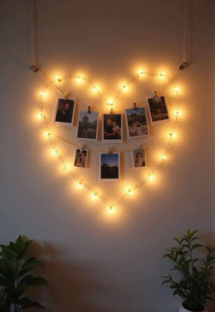 25 Fairy Lights Bedroom Ideas That Feel Dreamy and Magical 2. Fairy Light Wall Art