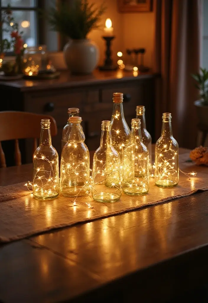 25 Fairy Lights Bedroom Ideas That Feel Dreamy and Magical 21. Fairy Light Filled Clear Bottles