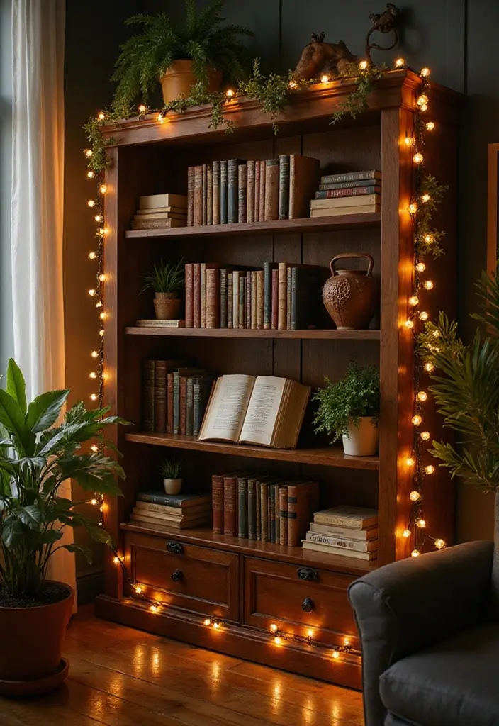 25 Fairy Lights Bedroom Ideas That Feel Dreamy and Magical 5. Draped Fairy Lights Across Furniture