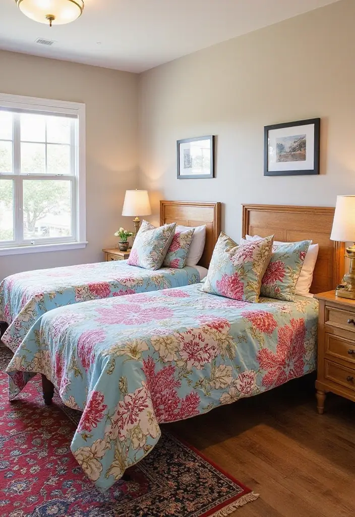 25 Guest Bedroom Ideas Twin Beds That Feel Balanced Cute 1. Patterned Bedding for a Pop of Personality