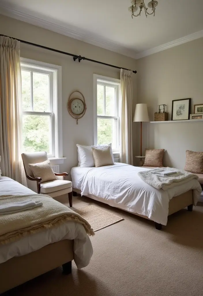 25 Guest Bedroom Ideas Twin Beds That Feel Balanced Cute 17. A Cozy Reading Nook for Relaxation