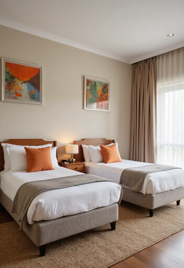 25 Guest Bedroom Ideas Twin Beds That Feel Balanced Cute 4. Harmonious Color Schemes for Visual Balance