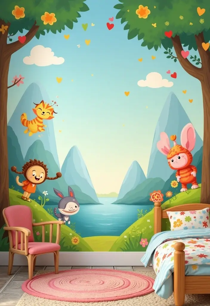 25 Kids Bedroom Wall Painting Ideas That Boost Imagination 11. Cartoon Favorites