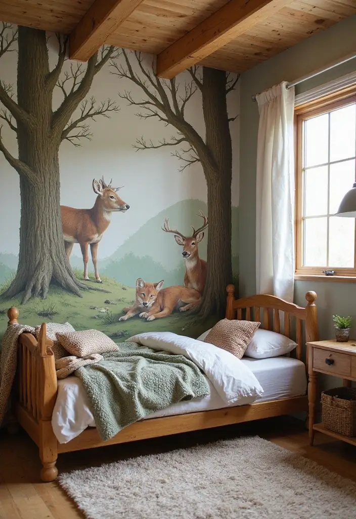 25 Kids Bedroom Wall Painting Ideas That Boost Imagination 15. Cozy Cabin
