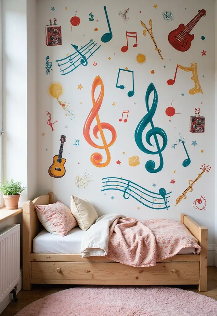 25 Kids Bedroom Wall Painting Ideas That Boost Imagination 19. Music Notes