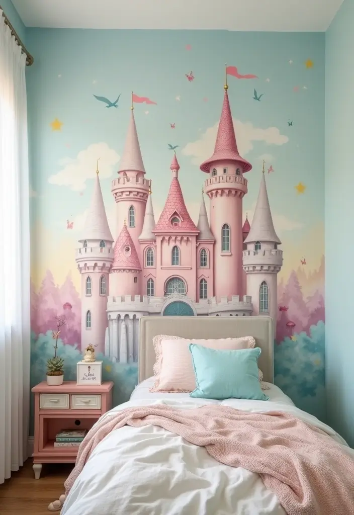 25 Kids Bedroom Wall Painting Ideas That Boost Imagination 21. Enchanted Castle