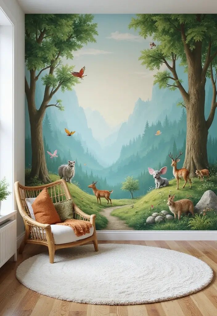 25 Kids Bedroom Wall Painting Ideas That Boost Imagination 23. Fairy Tale Forest