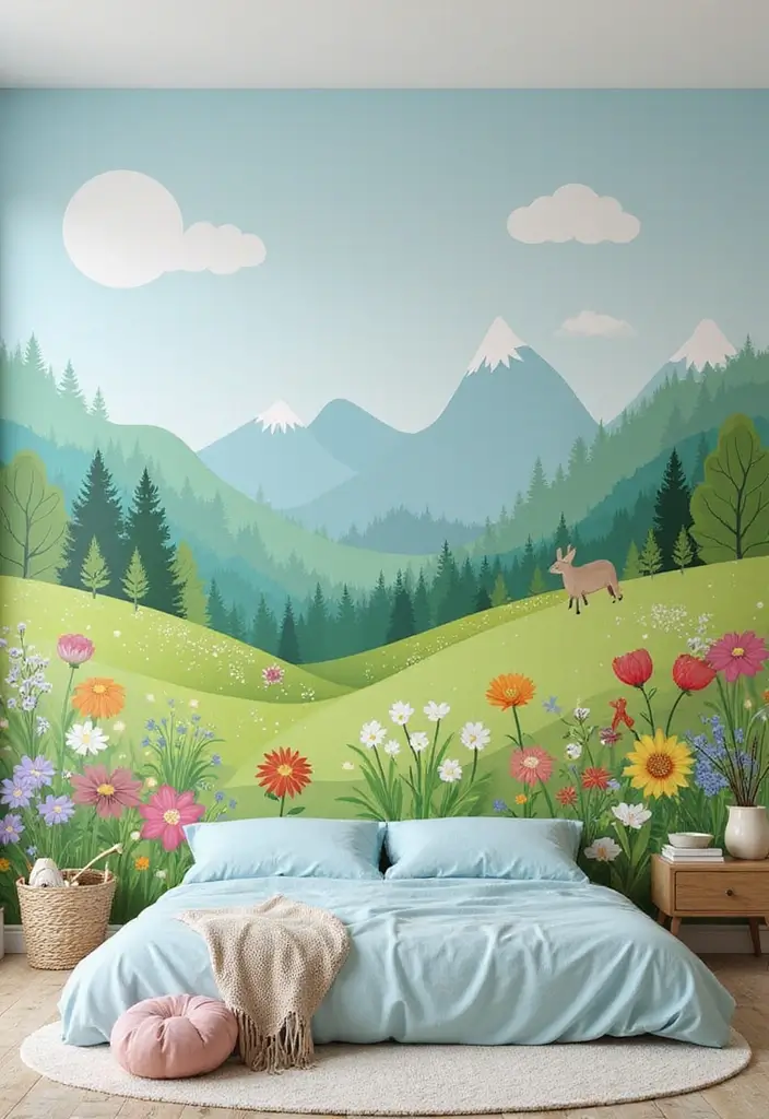25 Kids Bedroom Wall Painting Ideas That Boost Imagination 9. Natures Wonderland