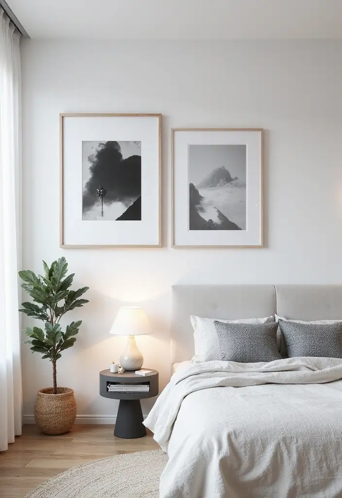 25 Photo Wall Ideas Bedroom Aesthetic That Feel Modern Warm 7. Minimalist Frame Grouping