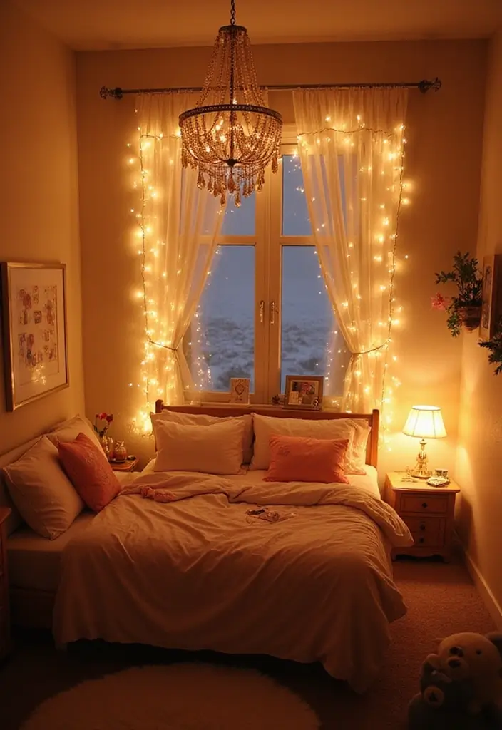 25 Princess Bedroom Ideas for Kids That Feel Straight Out of a Castle 13. Cozy Fairy Lights