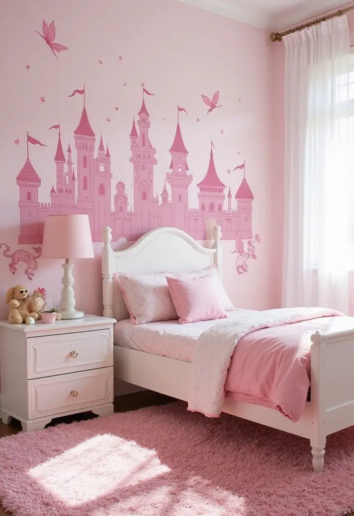 25 Princess Bedroom Ideas for Kids That Feel Straight Out of a Castle 16. Playful Wall Decals