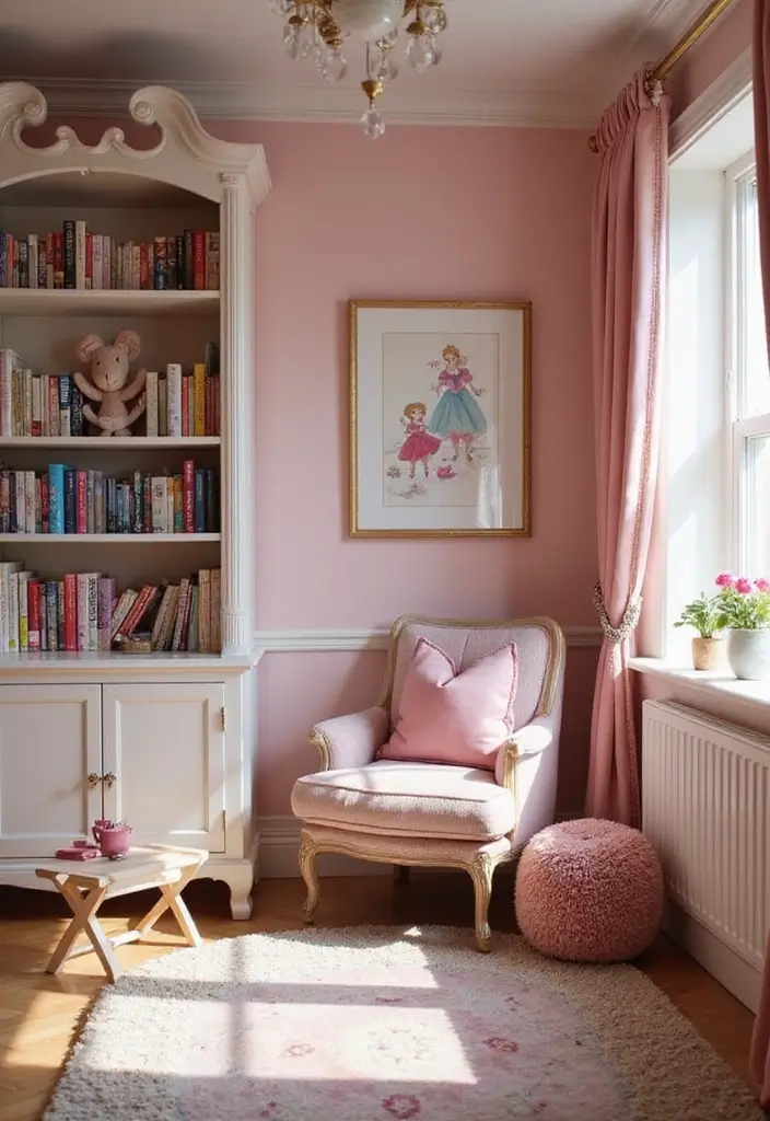 25 Princess Bedroom Ideas for Kids That Feel Straight Out of a Castle 9. Magical Reading Nook