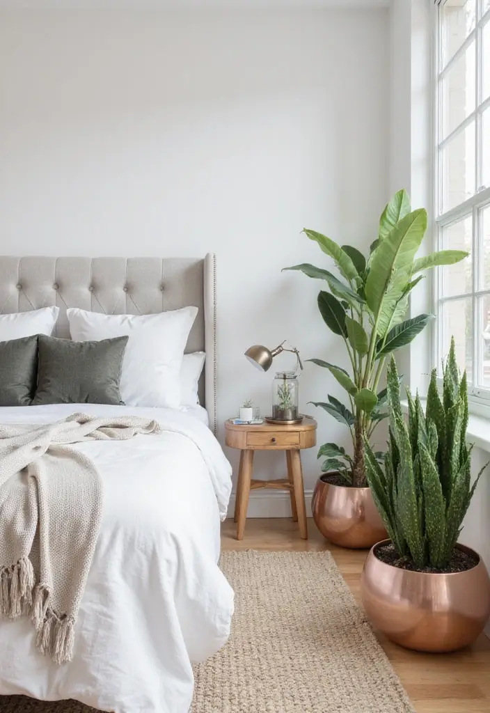 25 Rose Gold Bedroom Ideas That Feel Glamorous Feminine 15. Rose Gold Plants Greenery