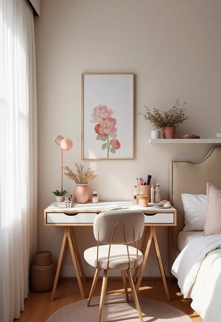 25 Rose Gold Bedroom Ideas That Feel Glamorous Feminine 25. Creative Rose Gold Craft Area