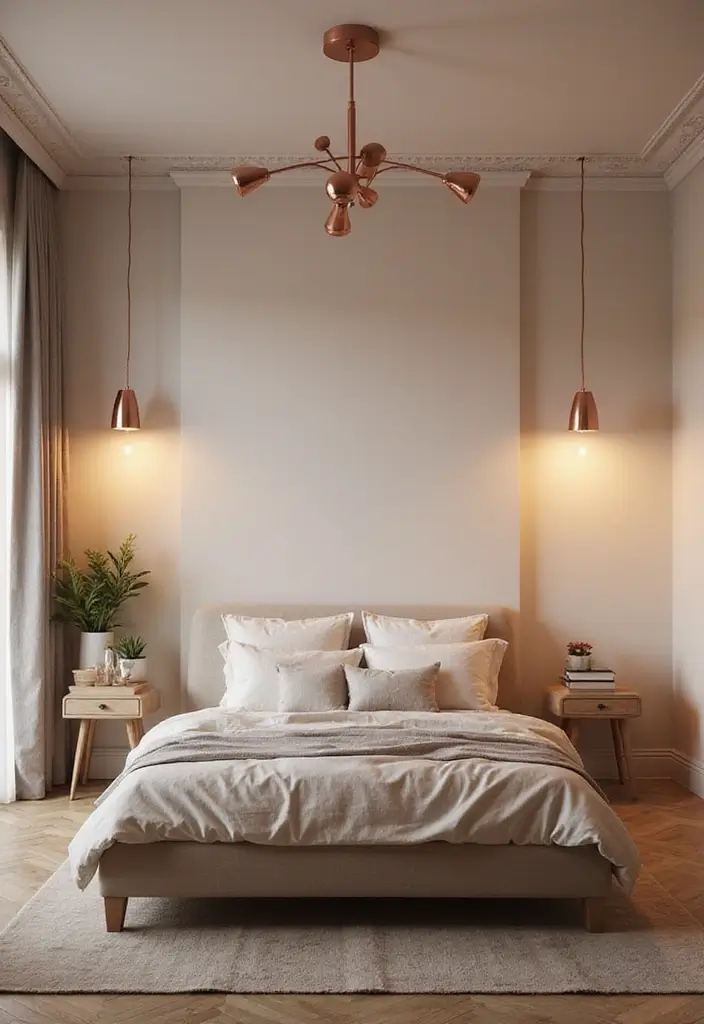25 Rose Gold Bedroom Ideas That Feel Glamorous Feminine 3. Elegant Rose Gold Lighting Fixtures