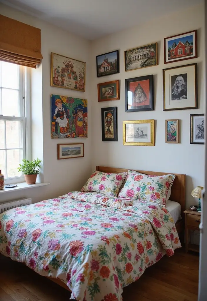 25 Small Primary Bedroom Ideas That Feel Calm Luxurious 18. Use Colorful Art to Add Personality