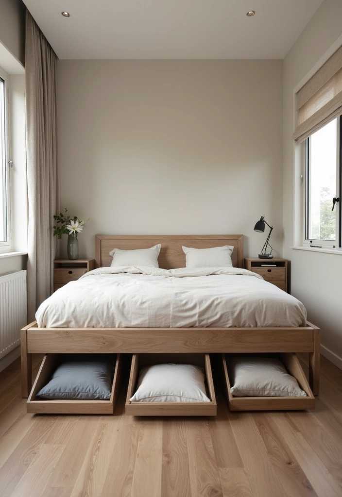 25 Small Primary Bedroom Ideas That Feel Calm Luxurious 21. Use Under Bed Storage