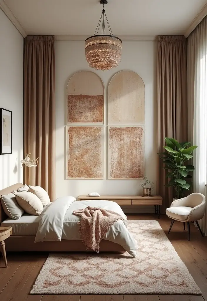 25 Small Primary Bedroom Ideas That Feel Calm Luxurious 23. Create Zones with Rugs and Furniture