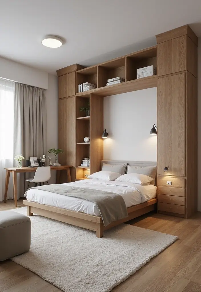 25 Small Primary Bedroom Ideas That Feel Calm Luxurious 3. Utilize Space Saving Furniture