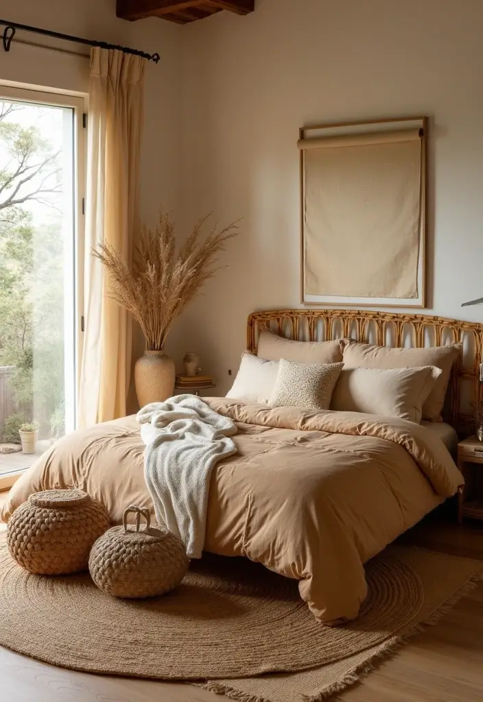 25 Tan Comforter Bedroom Ideas That Feel Soft Balanced 2. Accents of Nature