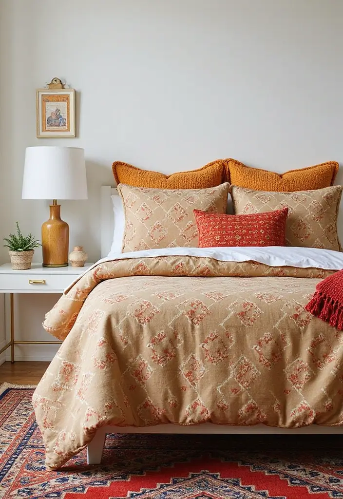 25 Tan Comforter Bedroom Ideas That Feel Soft Balanced 8. Playful Patterns