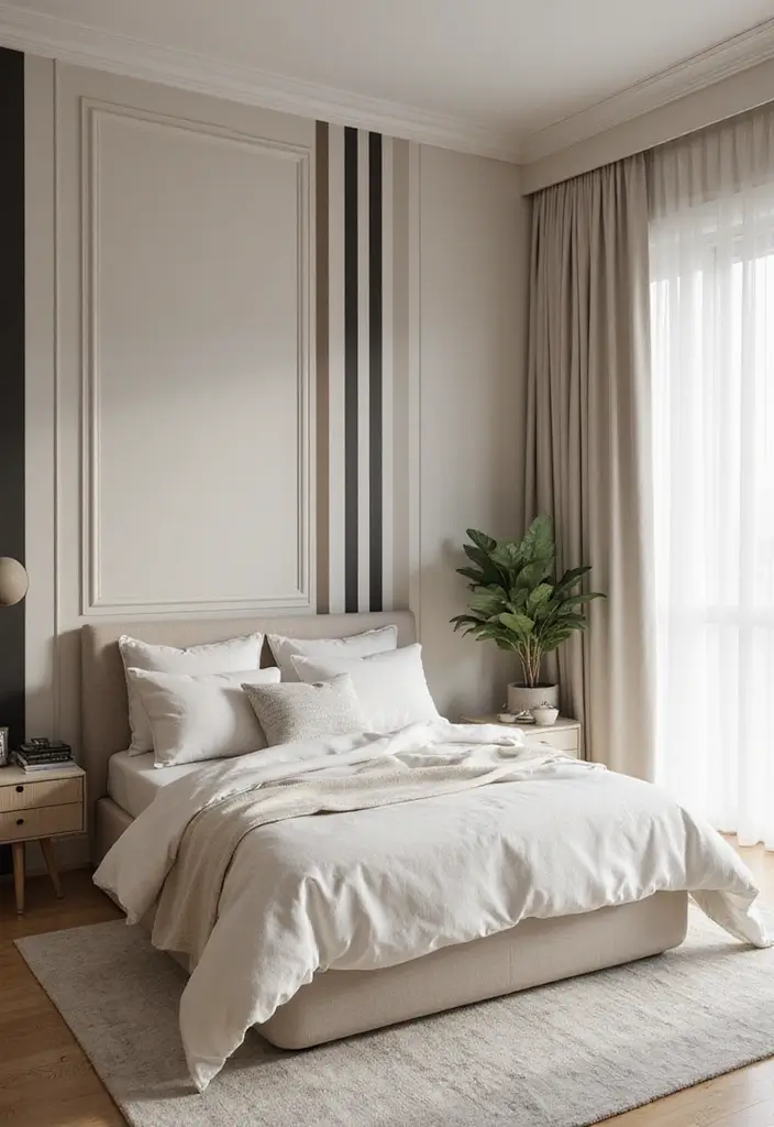 25 Wall Drawing Bedroom Art Ideas That Spark Creativity 1. Minimalist Stripes