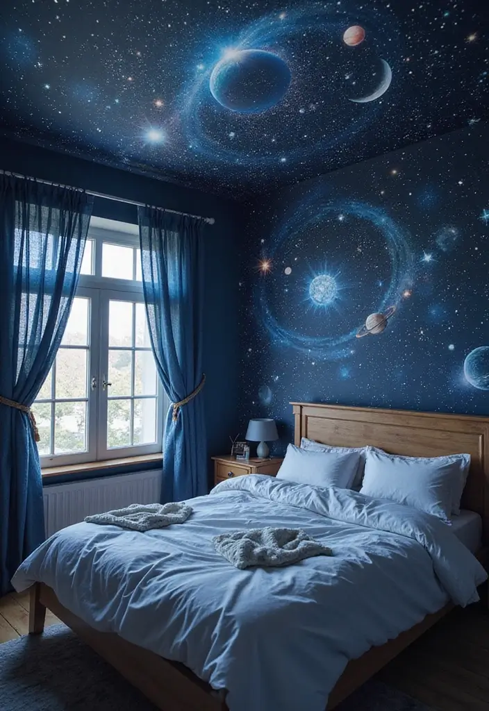 25 Wall Drawing Bedroom Art Ideas That Spark Creativity 14. Cosmic Wonders
