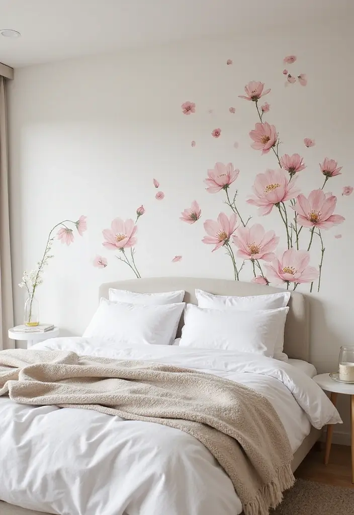 25 Wall Drawing Bedroom Art Ideas That Spark Creativity 15. Simple Flower Patterns