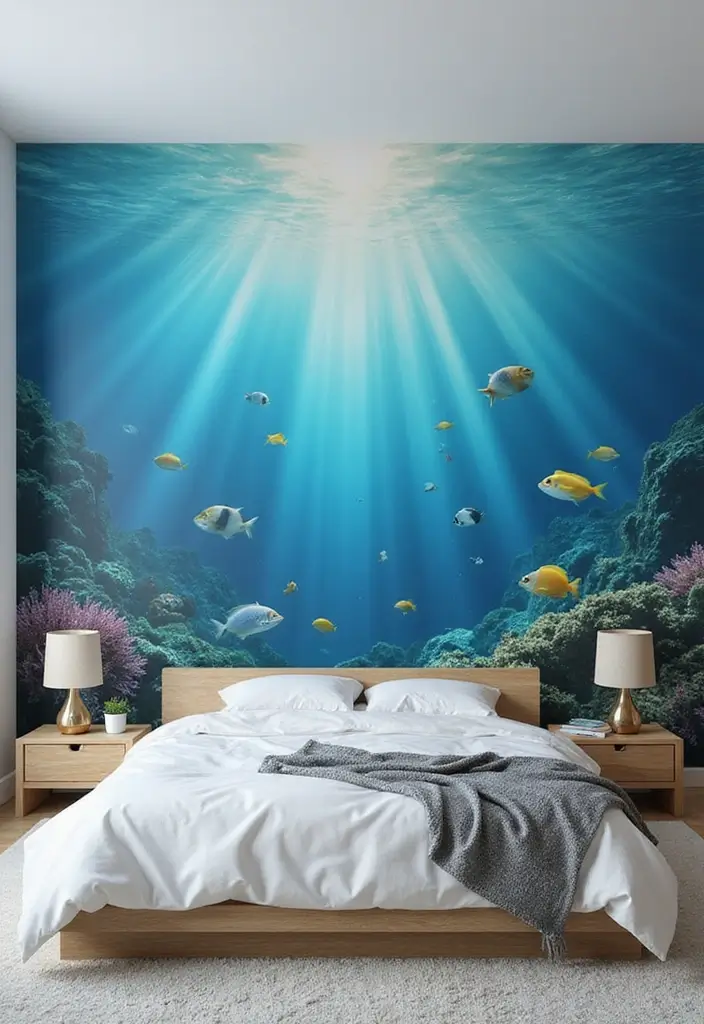25 Wall Drawing Bedroom Art Ideas That Spark Creativity 17. Underwater Scene