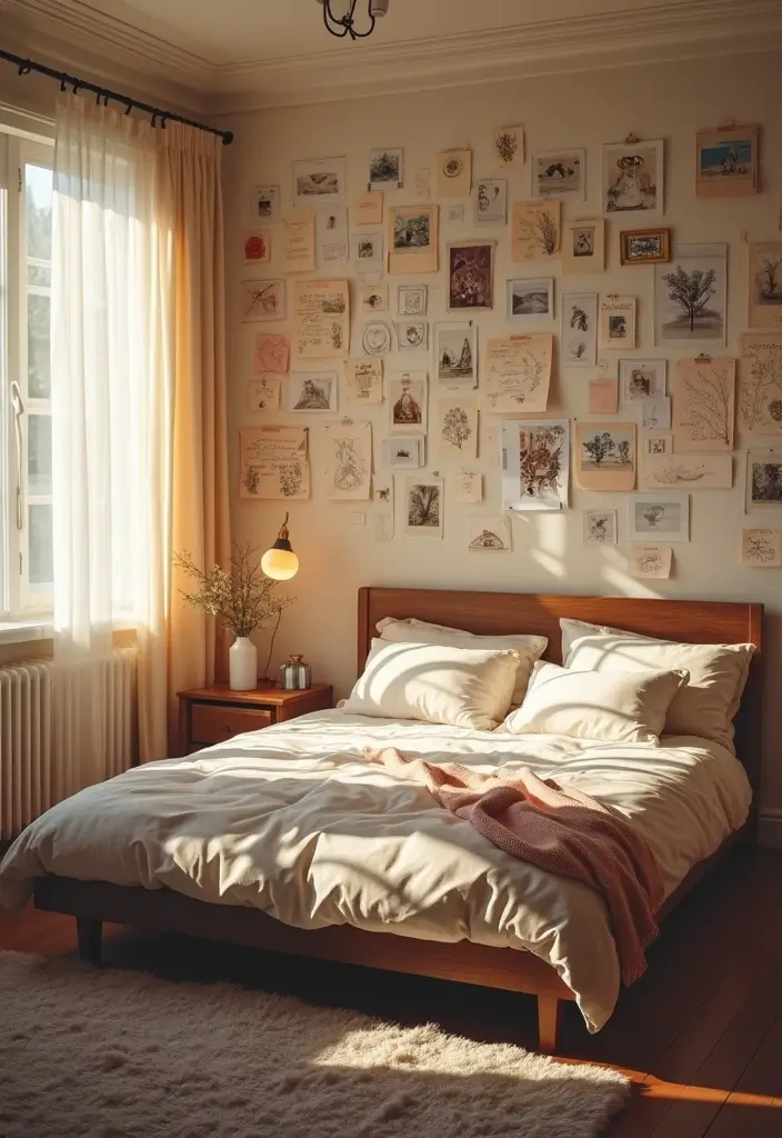 25 Wall Drawing Bedroom Art Ideas That Spark Creativity 21. Memory Wall