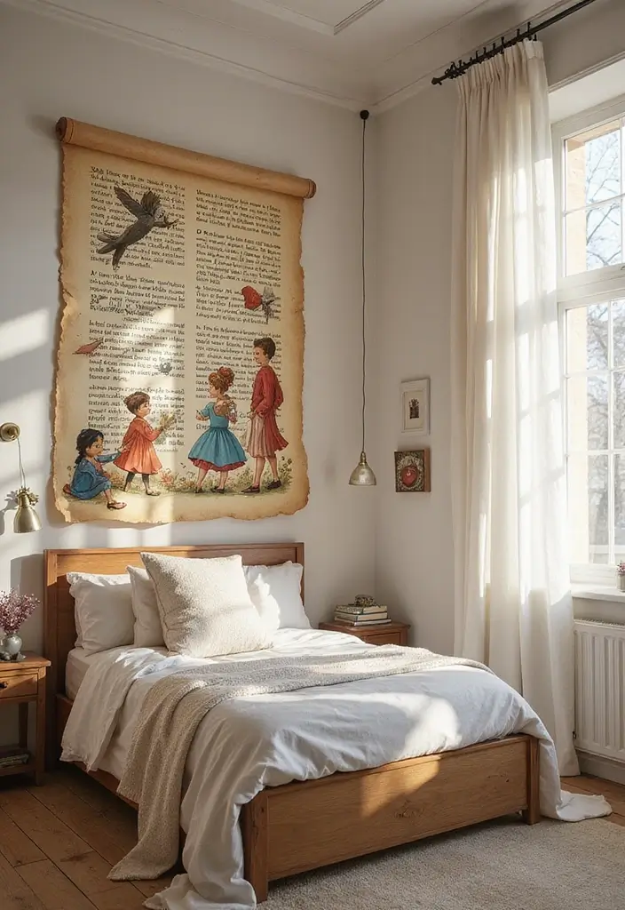 25 Wall Drawing Bedroom Art Ideas That Spark Creativity 23. Whimsical Book Page