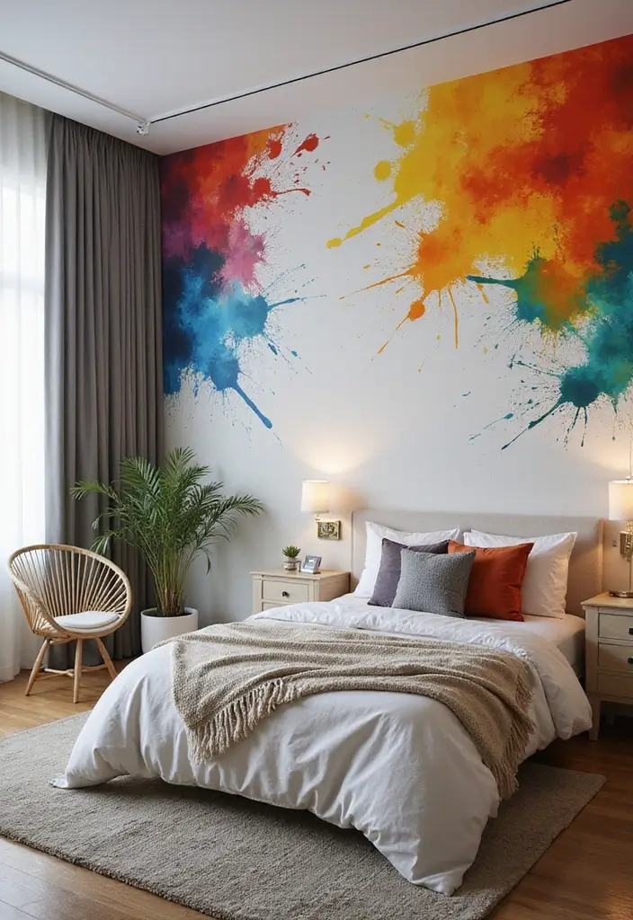 25 Wall Drawing Bedroom Art Ideas That Spark Creativity 24. Interventions of Colors