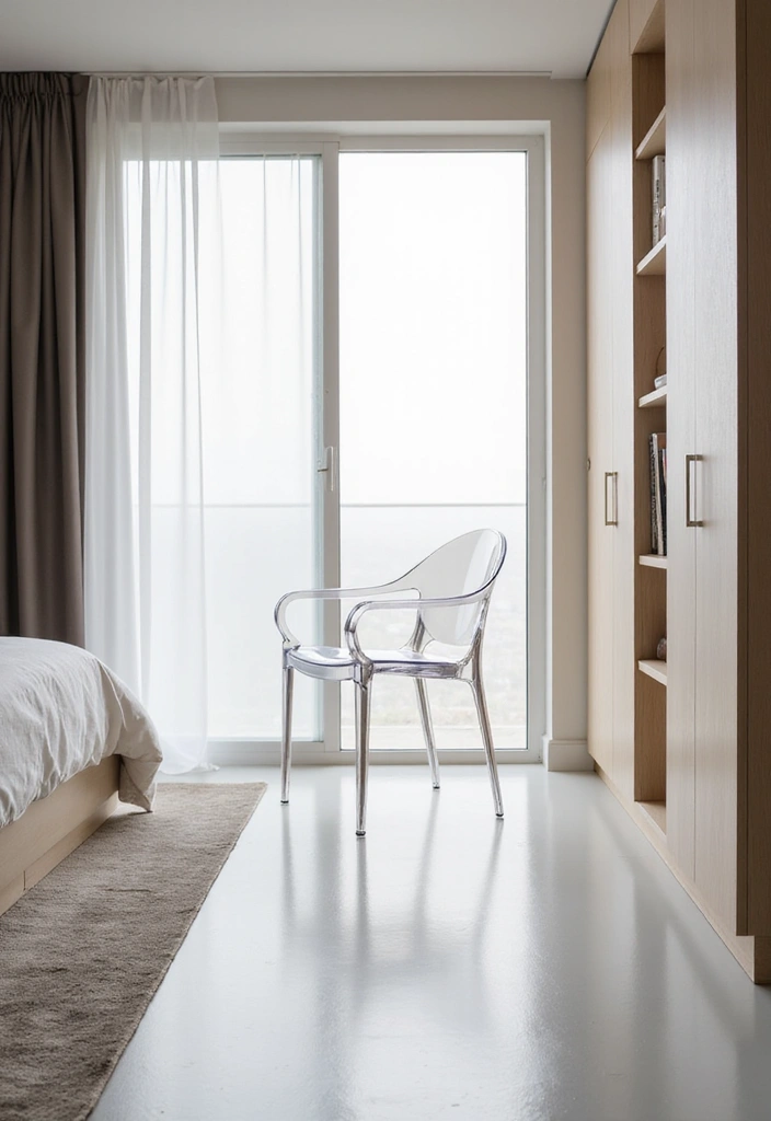 26 Bedroom Chair Ideas for Small Spaces That Save Space in Style 14. Transparent Chairs
