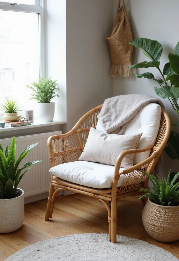 26 Bedroom Chair Ideas for Small Spaces That Save Space in Style 19. Rattan Chairs